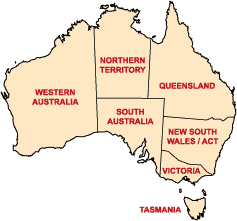 Map of Australia: Select a State