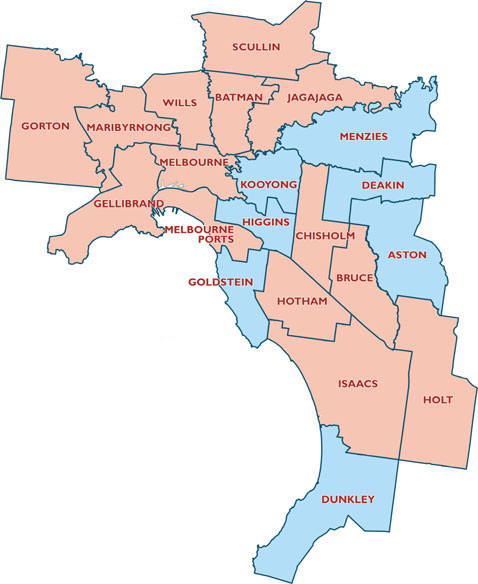 Melbourne urban area map