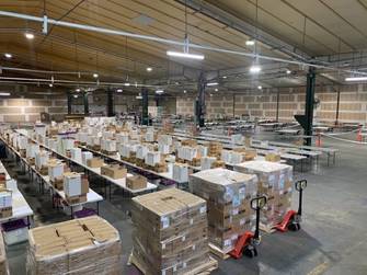 Election materials at an AEC warehouse in South Australia, ready to be distributed for the federal election. 